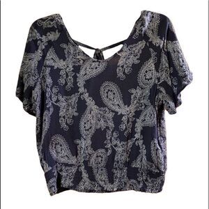 Paper Crane Navy and White Paisley Blouse
